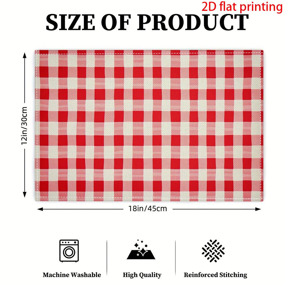 Plaid Pattern Heat Resistant Washable Table Placemats Kitchen Dining Decor 4 Piece Set