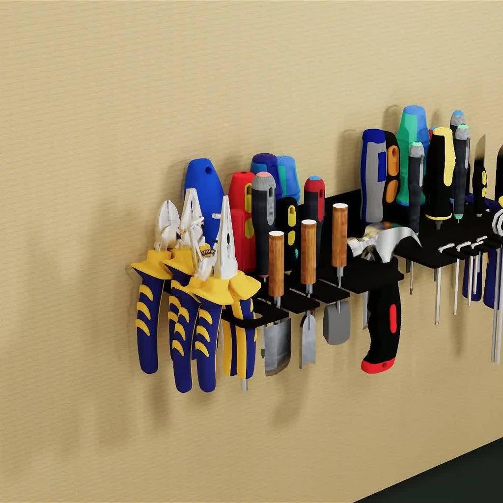 Прочная металлическая настенная стойка-органайзер для инструментов - компактная полка для отверток, плоскогубцев, гаечных ключей, молотков для гаража