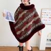 2025 New Plaid Thermal Cape Imitation Rex Rabbit Hair Shawl Women's Clothing for Jacquard Shawls