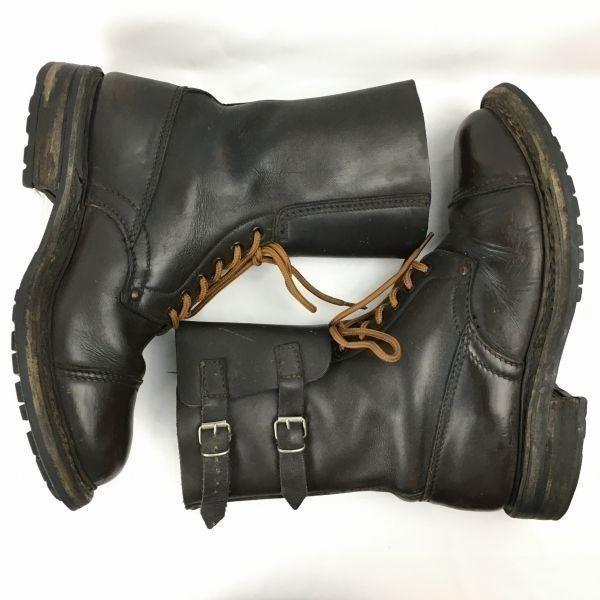 Винтажные военные ботинки 60-х годов 1969 года Европа Combat Command Размер 41 (приблизительно. 26.026.5см) Темно-коричневый мужской(ИСПОЛЬЗОВАЛ)