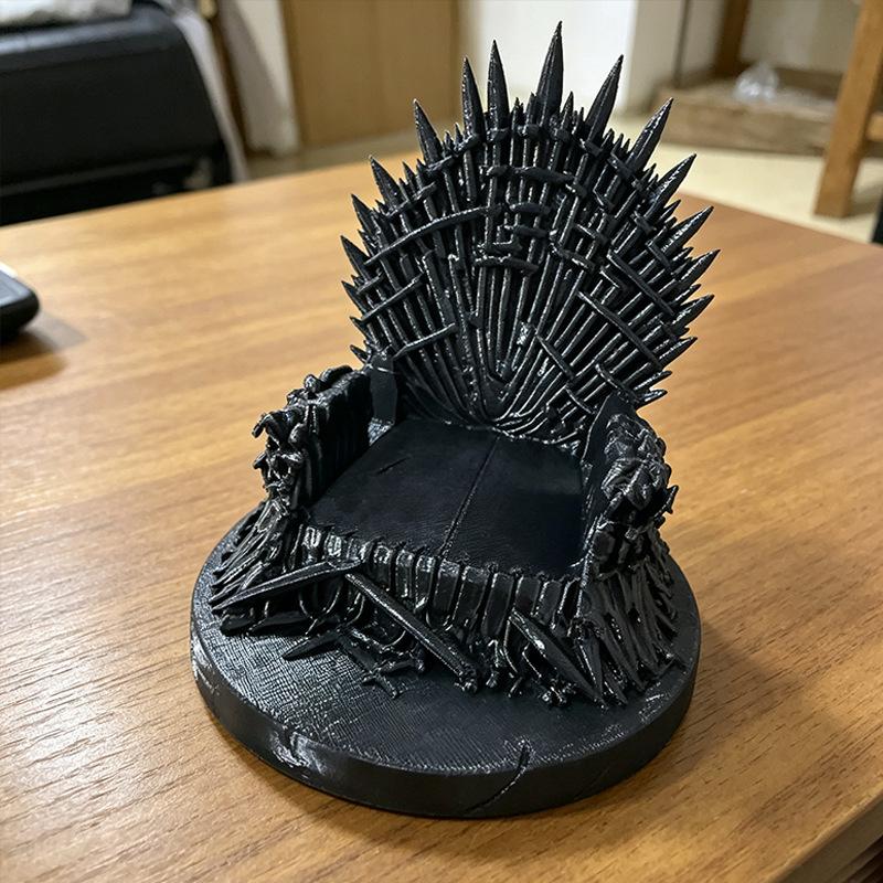 3D-печатное матово-черное кресло-трон в стиле фэнтези, универсальная подставка для телефона, Декор в стиле фэнтези