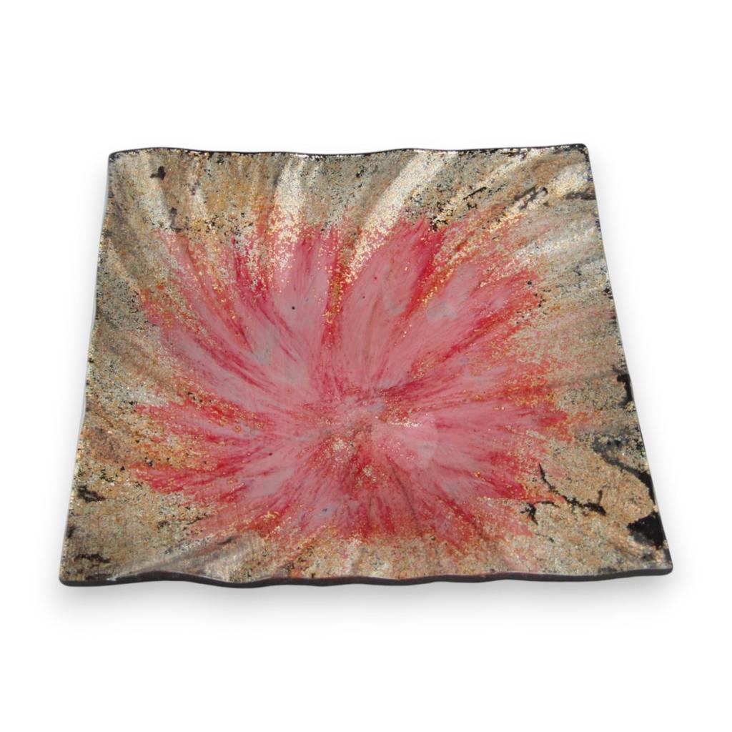 Small Square Glass Dinner Pink Sairan J-kitchens Plate, Gold, 15cm,