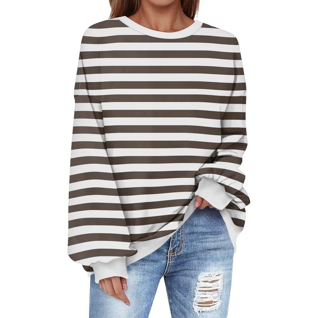 Толстовка большого размера для женщин с круглым вырезом и принтом, с длинным рукавом, толстовка