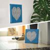 Nordic Heart Fabric Wall Art Panel, Blue, 57 x 57 cm