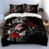 Skull and Roses Bedding Set Black Design Bedding Set (1 Duvet Cover, 2 Pillowcases, Duvet Not Included)