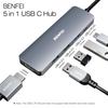 BENFEI 5in1 USB C 4K 3 100W Power Silicone and Woven Design Aluminum Compatible with MacBook iPad iPhone 15 Thinkpad Hub, HDMI, USB-A, Delivery,