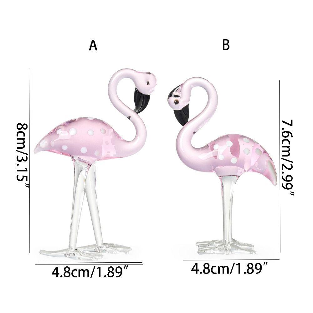 Handmade Art Simulated Pink Flamingo Cute Animal Sculpture Creative Glass Flamingo Figurines Home