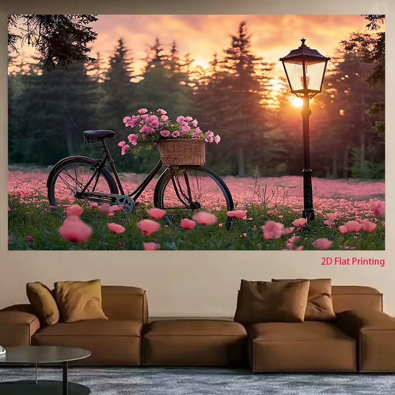 2D Закат Цветок Велосипед Фон для Фотосъемки Природа Пейзаж Украшение для Вечеринки