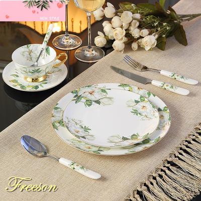 Европейский пасторальный набор столовой посуды из костяного фарфора с вилкой, ножом, тарелками, блюдами, британский королевский усовершенствованный фарфор, столовые приборы для еды, столовая посуда