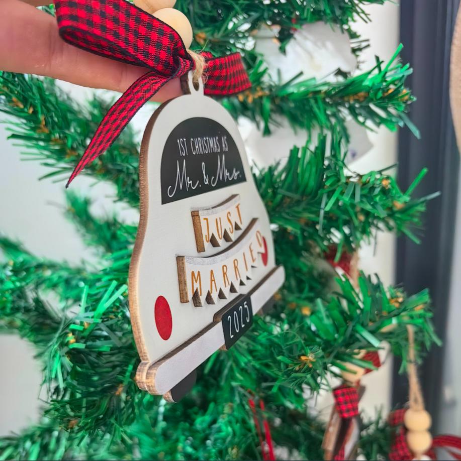 Couple Christmas Gifts 2024, Couple Wedding Gifts, Bridal Wedding Gifts - Couple First Christmas Gifts - Wooden Ornaments
