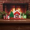 Santa Claus Table Centerpiece Wooden Christmas Ornaments, Tabletop Decoration with Snowman Elk Small Gifts for Kids Designs Home Holiday Party