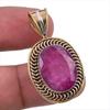 Kashmir Red Ruby(Simulated) 925 Sterling Silver Gift Two Tone Pendant 1.50" k4Z78