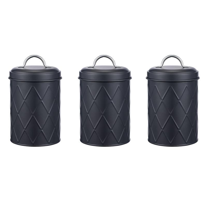 Reticulated coffee bean metal sealed jar food grade tea bag sugar milk ball grain bucket household black storage box