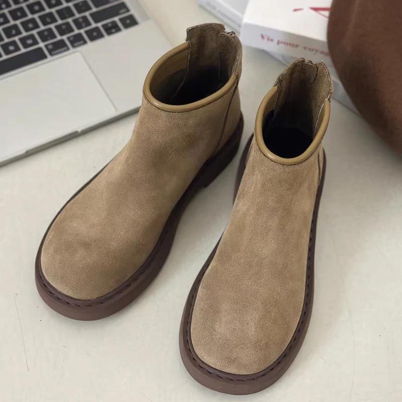 Ботильоны женские замшевые туфли на плоской подошве ретро-обувь 2024 года, зимние мотоциклетные ботинки, кроссовки, новые прогулочные гладиаторские ботинки для женщин