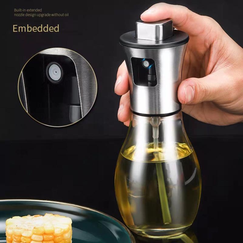 2 шт., распылитель для масла для барбекю из нержавеющей стали, бытовой дозатор для оливкового масла, кухонная бутылка для пищевого масла, стеклянный горшок для контроля масла, уменьшающий жирность