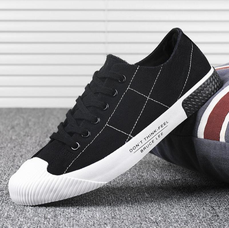 Лето Новые мужские низкие парусиновые туфли Студенческие на шнуровке Повседневная обувь