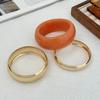 SHIXIN 3 Styles Punk Metal Resin Acrylic Bangle Bracelet for Women Hip Hop Multi Layer Stackable Wide Bangle Party Daily Jewelry