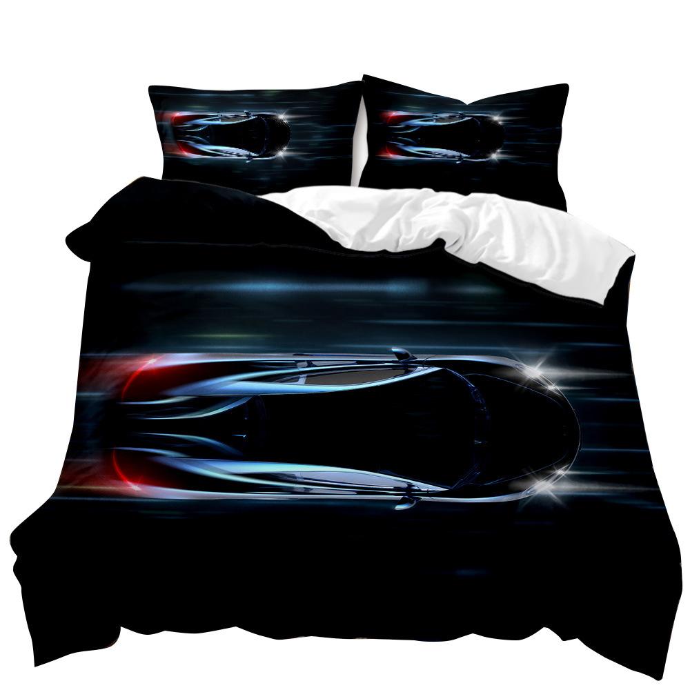 Fashion Locomotive World Sports Car Quilt Set Three-Piece 3D Digital Printing Grinding Bedding