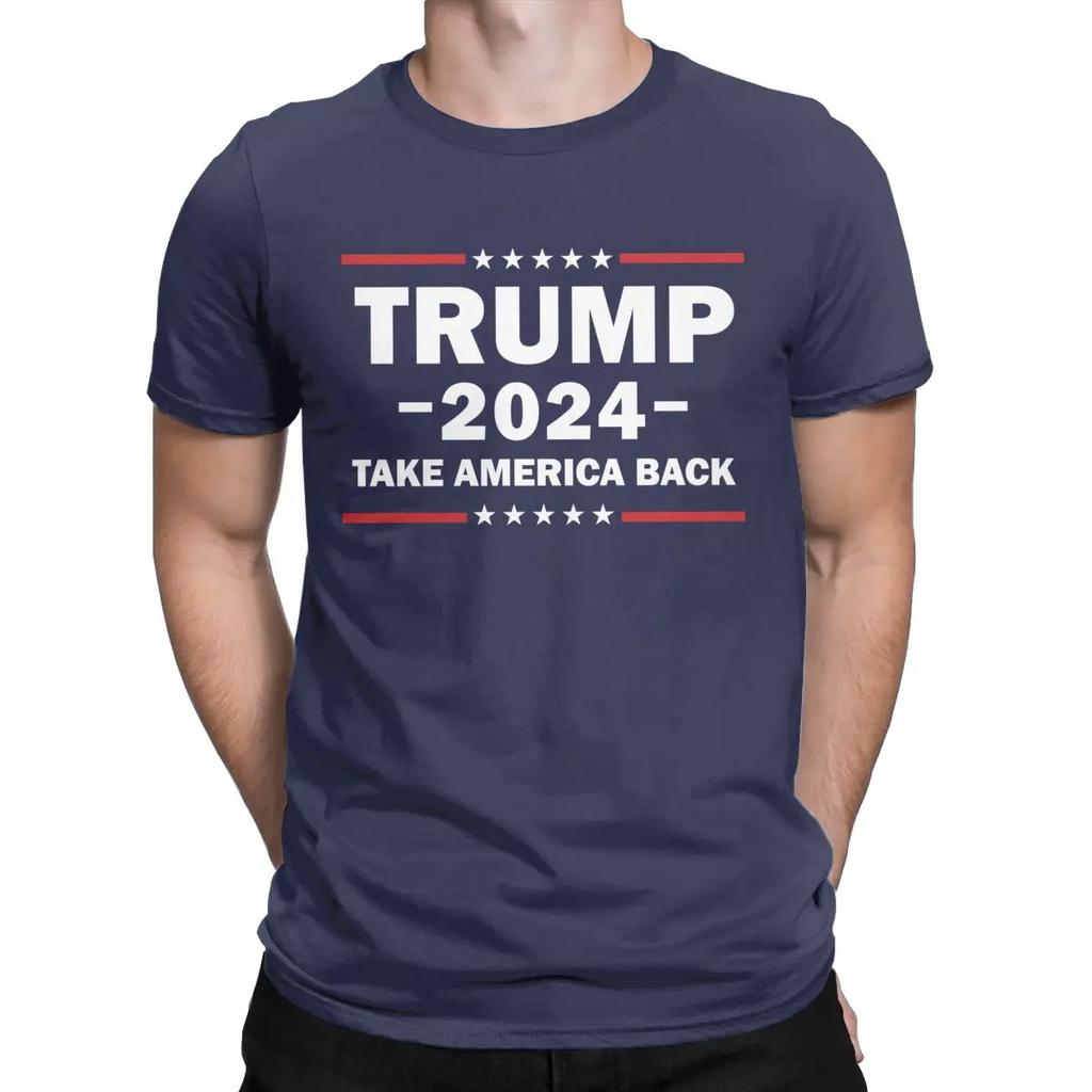 Мужские футболки Дональд Трамп 2024 Футболка Вернем Америке величие 100% Хлопок Футболка с коротким рукавом Футболки Круглый вырез Одежда Идея для подарка