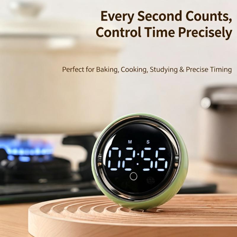 Rotary Timer LED Digital Rechargeable Countdown Count Up Silent Alarm Timer for Kitchen Study3