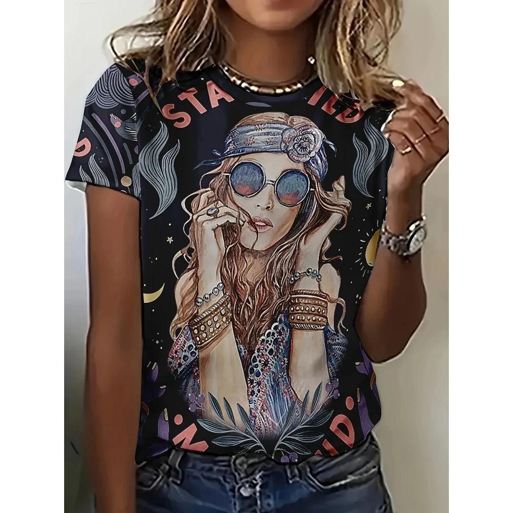 Мода 2025 Черные Аниме 3D Принт Женские Футболки Летняя Графическая Футболка с Коротким Рукавом и Круглым Вырезом для Маленькой Девочки Одежда для Женщин Харадзюку