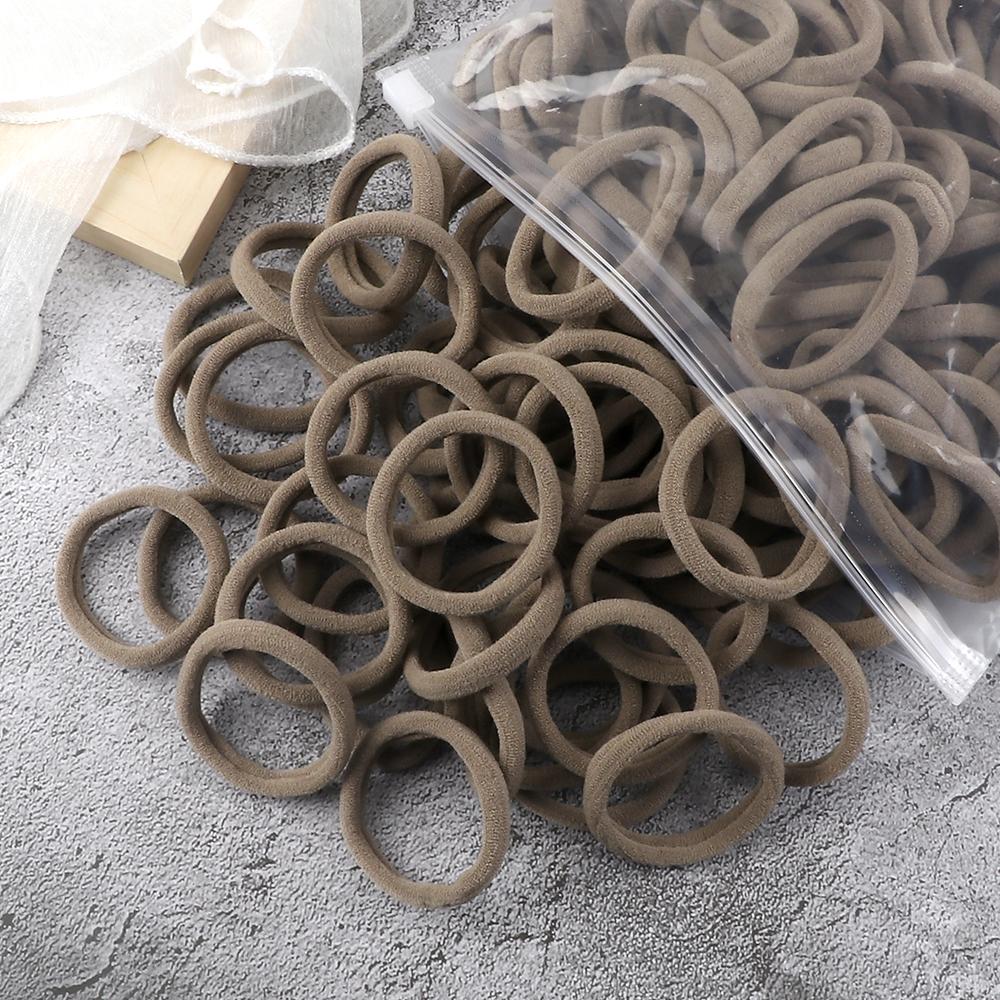 100/200 шт. Эластичные женские резинки для волос, завязки 4 см, темные цвета, повязка на голову, аксессуары для волос для девочек, головные уборы, не повреждающие волосы