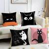 Новый чехол для подушки «Милая пара черных котят», двусторонний плюшевый чехол для подушки – Для автомобиля, дивана, спальни, идеально в качестве подарка.