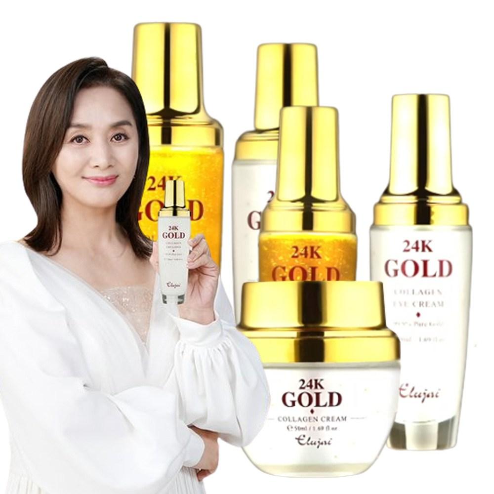 Eluzai 24k gold коллаген базовый 5 типов кожи эмульсия эссенция крем для глаз питательный крем, 5 типов, 1 набор