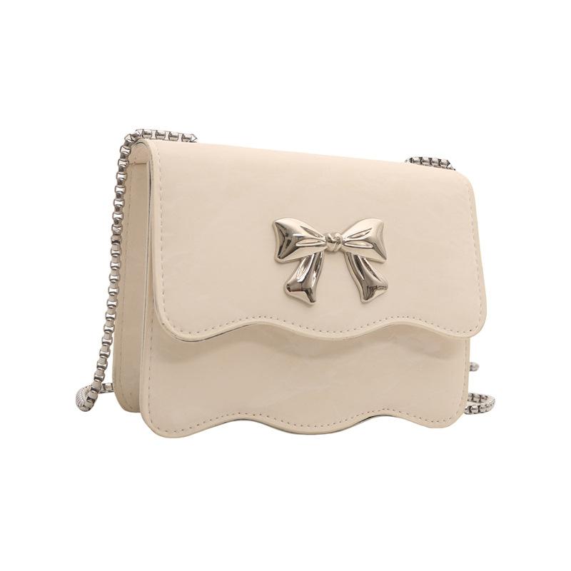 Простая текстура с бантом и нежной цепочкой, сумка через плечо на одно плечо, весна и лето, новая маленькая квадратная сумка, привлекательный внешний вид