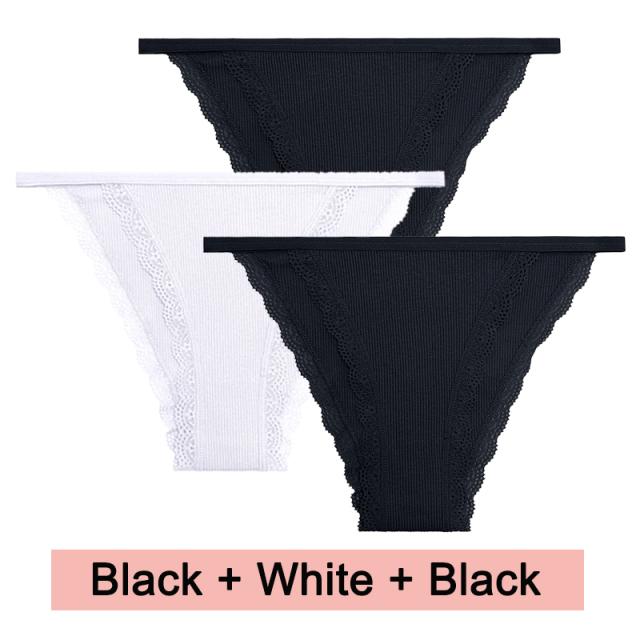 3PCS/Set Lace Women Panties Cotton Underwear Female Lingerie Sexy Panties for Female Intimates Finetoo Ladies Lace Pantys S-XL