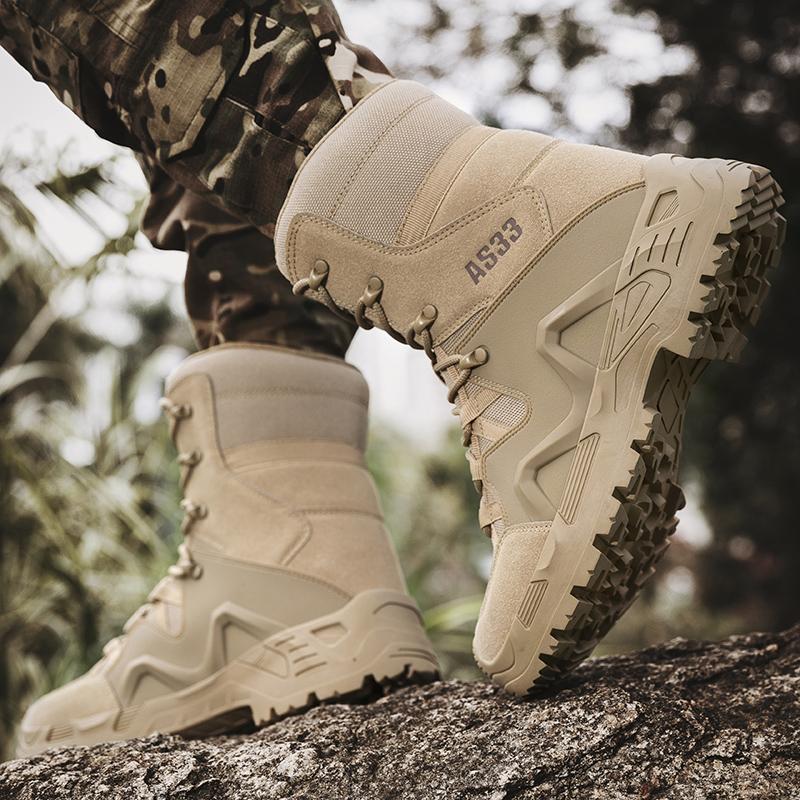 Мужские непромокаемые походные ботинки, прочные уличные ботинки, высокие ботинки в стиле милитари, уличные альпинистские ботинки, ботинки для пустыни, большие размеры
