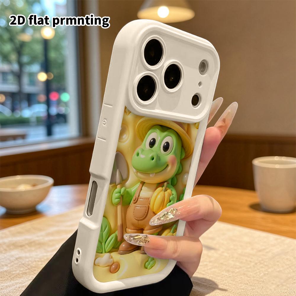 Чехол для телефона: 2D плоский дизайн, подходит для защитных чехлов iPhone 18, 17, 16, 15, 14, 13 Pro, Фермер Маленький Крокодил, идеальный Рождество и Хэллоуин