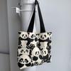 Canvas Bag Women's Shoulder Chinese Style High Capacity Zipper Canvas Bag Portable Shopping Bag Double Cute Panda Sided Printing