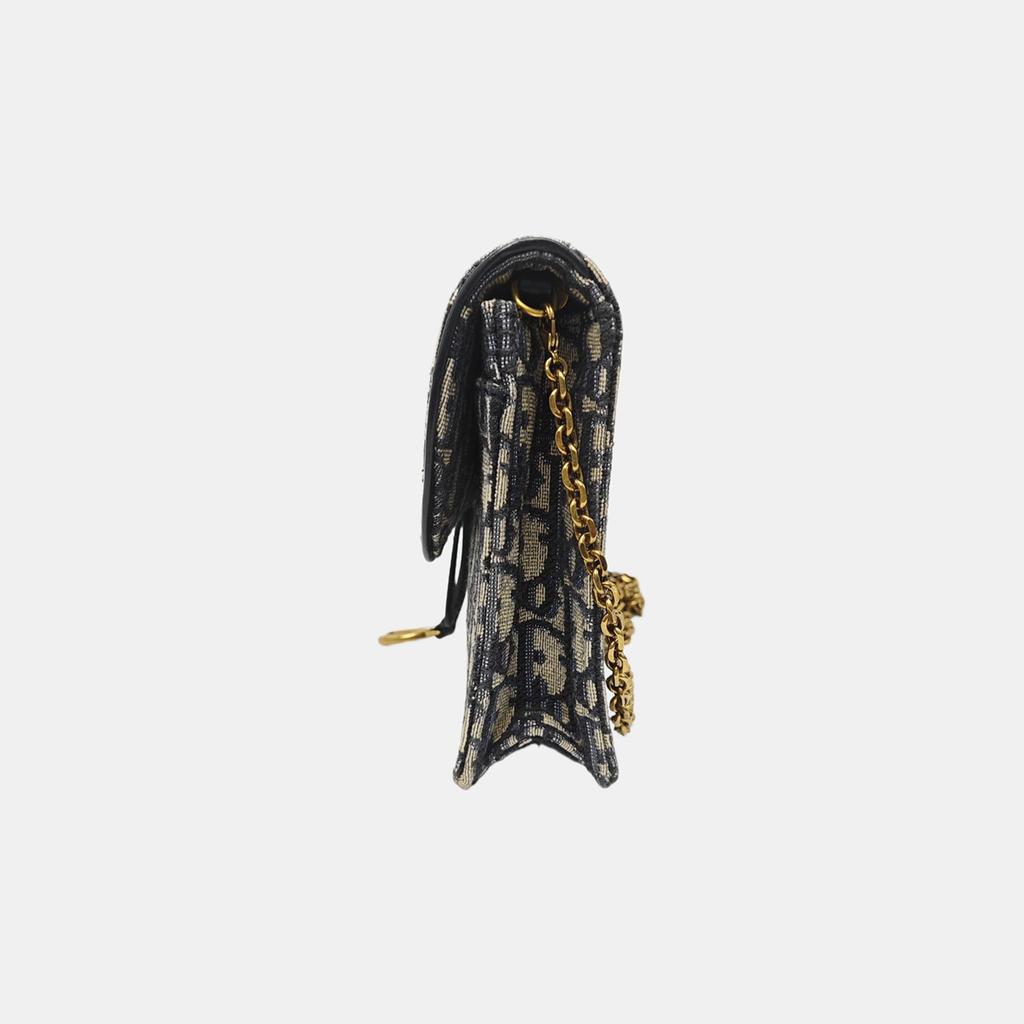 [Pre-Owned] Saddle Classic Monogram Removable Metal Chain Oblique Embroidery Fabric Saddle Bag - Very Good #IK1O9N