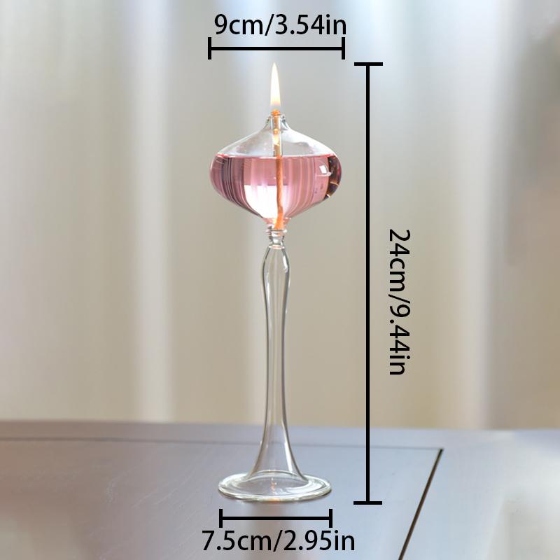 Transparent Candle Holders High Foot Glass Oil Lamp Handmade Long Oil Lamp