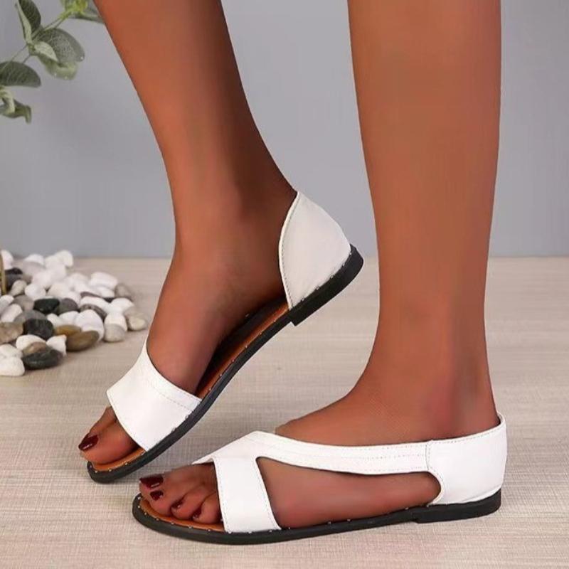 Новые летние женские повседневные сандалии из искусственной кожи на плоской подошве, женские шлепанцы, модная удобная уличная женская обувь в римском стиле