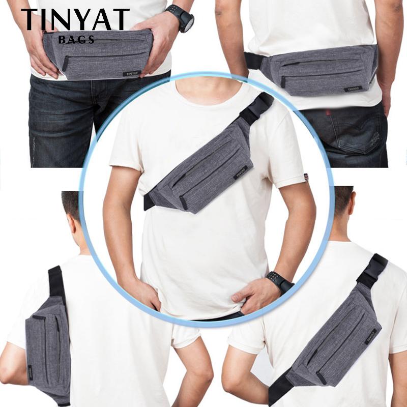 TINYAT Мужская поясная сумка Серая повседневная функциональная поясная сумка Большая поясная сумка для телефона Сумка для денег Поясная сумка Fanny Travel Hip
