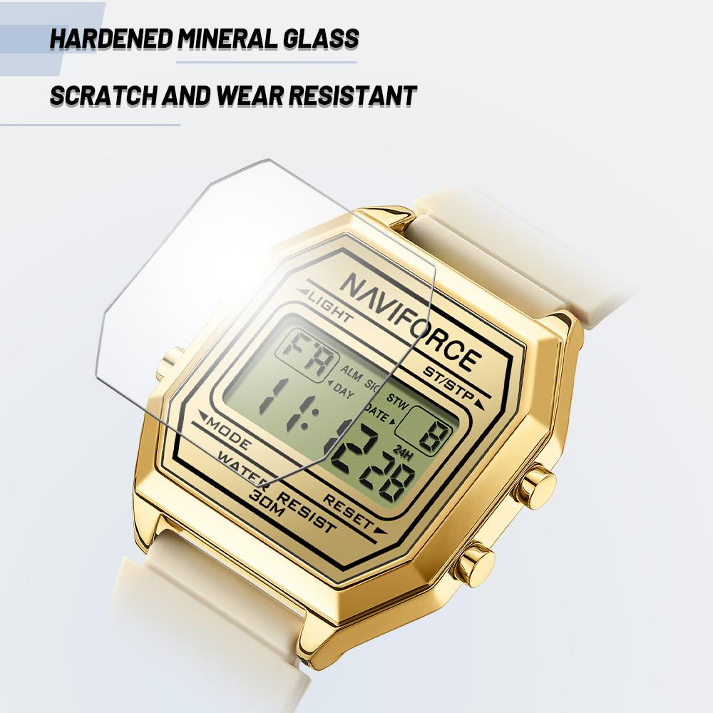 Naviforce Легкие цифровые часы для леди, женские, силиконовый ремешок, ночной узор, будильник, календарь, хронограф, водонепроницаемые, женские повседневные часы NF5063T