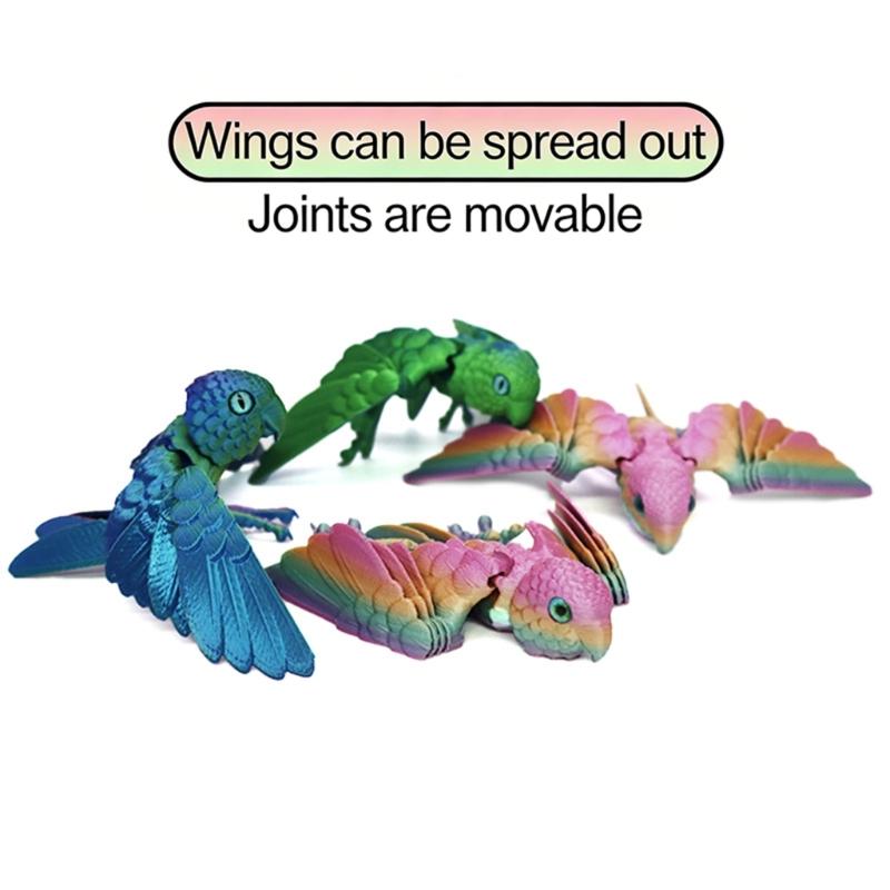 Flexible Joints Articulated Parrots Fidgety Toy Desktop Decors 3D Printed Parrots,Realistic Parrots Statue Home Decors