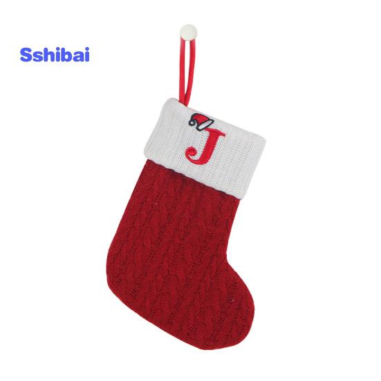 Рождественский чулок с вышитой буквой и подвесной веревкой, тонкая работа, рождественский чулок, праздничное рождественское украшение