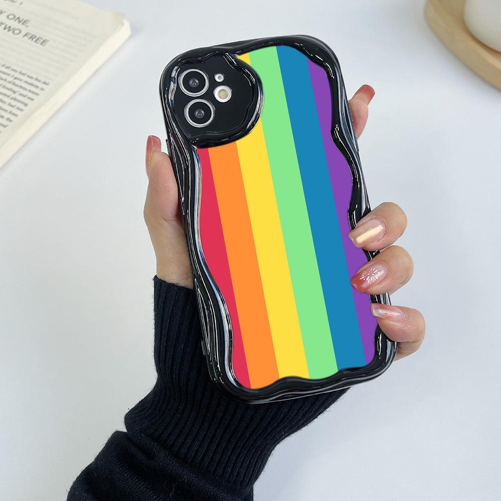 Ae93 Радужный художественный дизайн защитные чехлы для телефонов Apple iPhone 16 15 14 13 Pro Max 11 12 mini XR 7 8 6s Plus XS Max SE Wave TPU задняя крышка