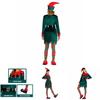 Women's Festive Xmas Elf Outfit Velvet Cosplay Costume With Bells