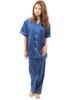Gifts of Brilliance Silk Short Sleeve Pajamas Women's [Gift Set] (XL, Blue) PJ_3491
