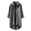 Autumn Women's Casual Solid Color Shirt Cotton Linen Cardigan Double Pocket Long Sleeved Women's Shirt  Tops