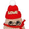 Christmas Crochet Positive Glasses Potato with Encouraging Card Emotional Support Handmade Knitting Xmas Hat Potato Doll Decoration Ornament