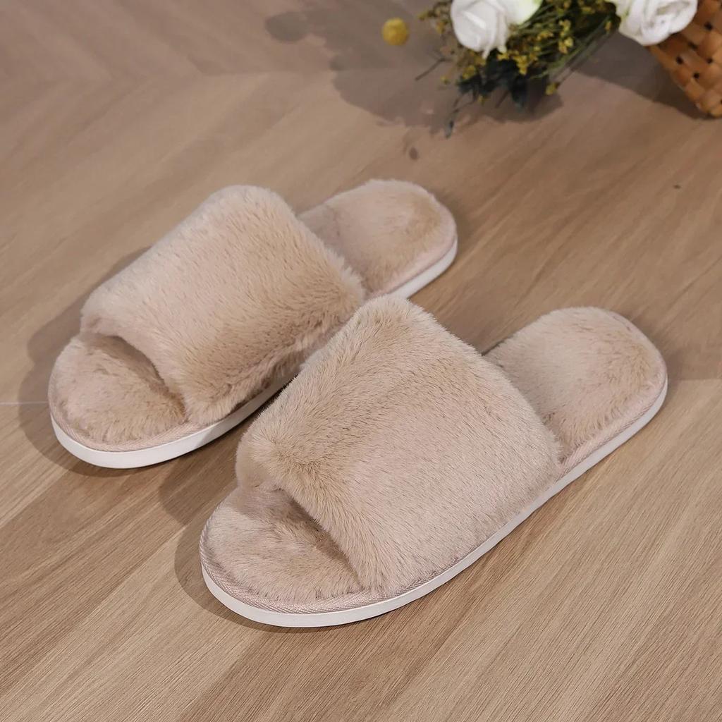 Fashion Casual Fluffy Slippers Women House Flats Fashion Popular Plush Winter Designer Shoes Ladies Elegant Platform Footwear Large Size