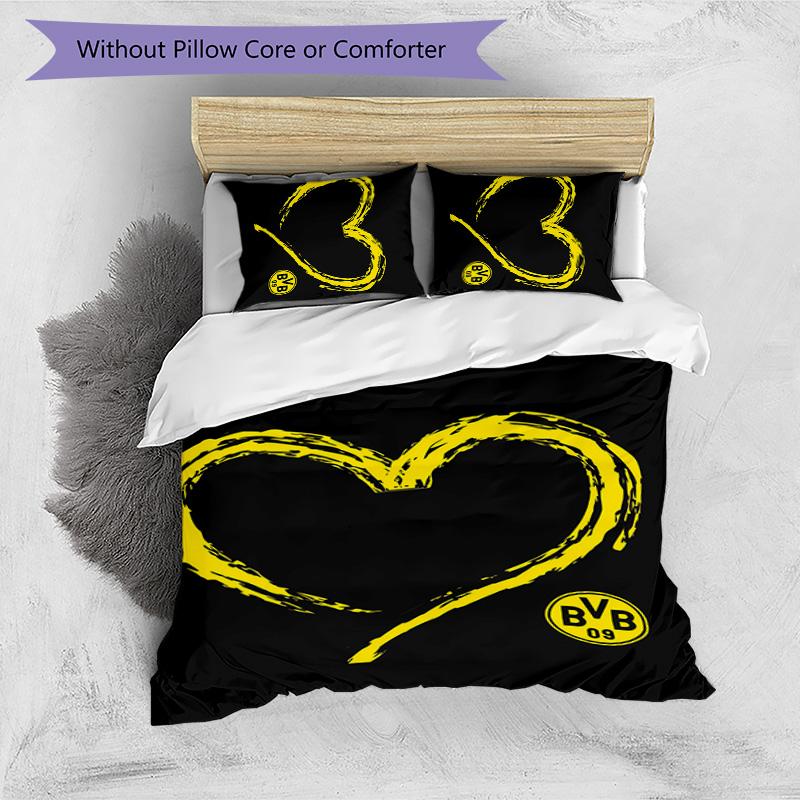 3pcs Borussia Dortmund pattern bedding set duvet cover set includes duvet cover &pillowcases,perfect all season bedroom decoration&gift