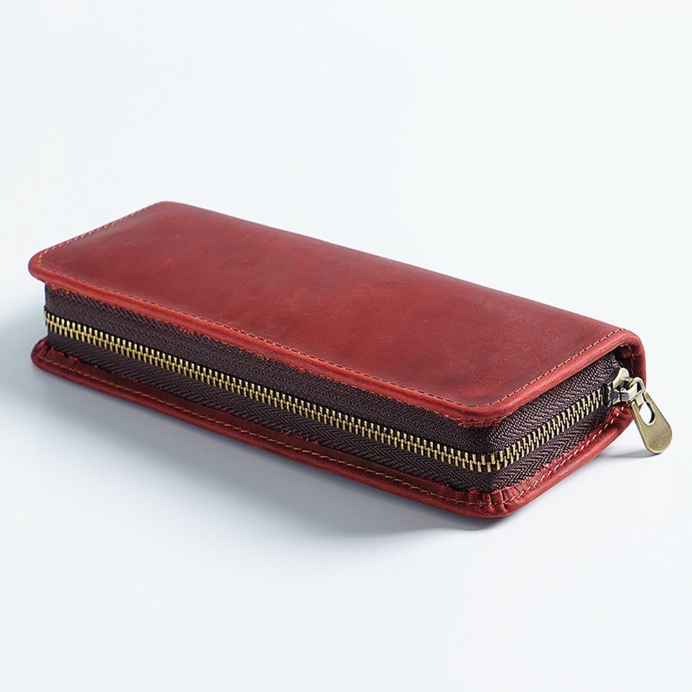 Genuine Leather Pencil Bag Multi-functional Pen Protective Cover Office School Supplies