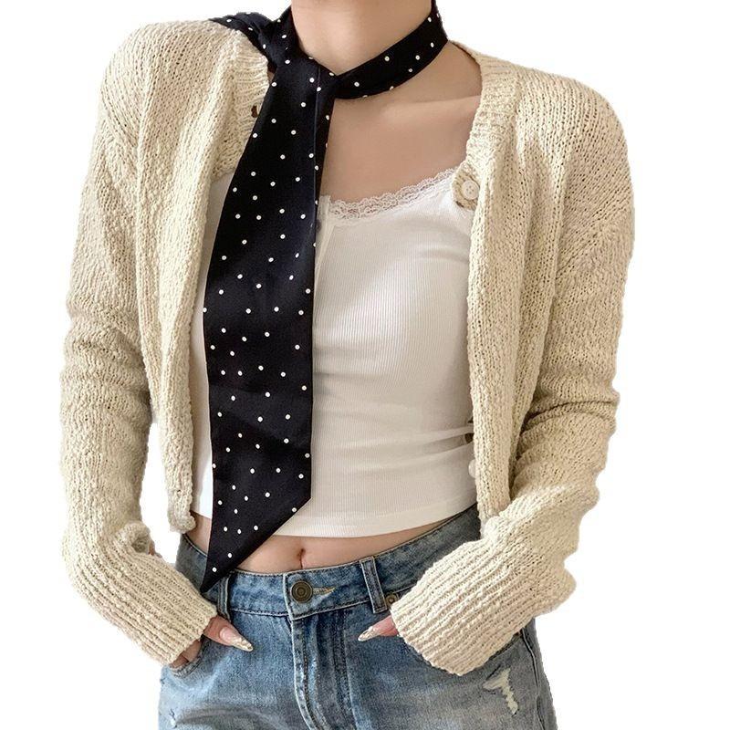 Silk Scarf, Long Strip, High-end Sense, Retro Polka Dot Neck Tie, Necktie, Versatile Streamer, Headband, Decorative Belt.