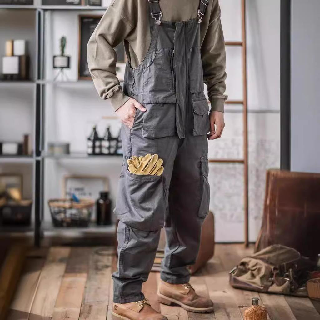 Мужской свободный рабочий комбинезон в стиле «американский ретро» с множеством карманов